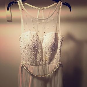 White Midi Junior Formal Dress